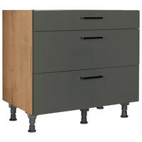 KOCHFELDUMBAUSCHRANK 90,0/87,0/56,0 cm  Grün, Eichefarben  - Eichefarben/Schwarz, Modern, Holzwerkstoff/Metall (90,0/87,0/56,0cm) - Nobilia