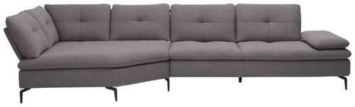 ECKSOFA in Flachgewebe Anthrazit  - Anthrazit/Schwarz, Design, Textil/Metall (159/344cm) - Chilliano