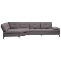 ECKSOFA in Flachgewebe Anthrazit  - Anthrazit/Schwarz, Design, Textil/Metall (159/344cm) - Chilliano