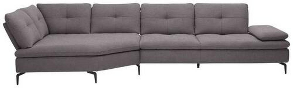 ECKSOFA in Flachgewebe Anthrazit  - Anthrazit/Schwarz, Design, Textil/Metall (159/344cm) - Chilliano