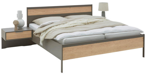 BETT 180/200 cm  in Anthrazit, Eichefarben  - Eichefarben/Anthrazit, KONVENTIONELL, Holz/Holzwerkstoff (180/200cm) - Dieter Knoll