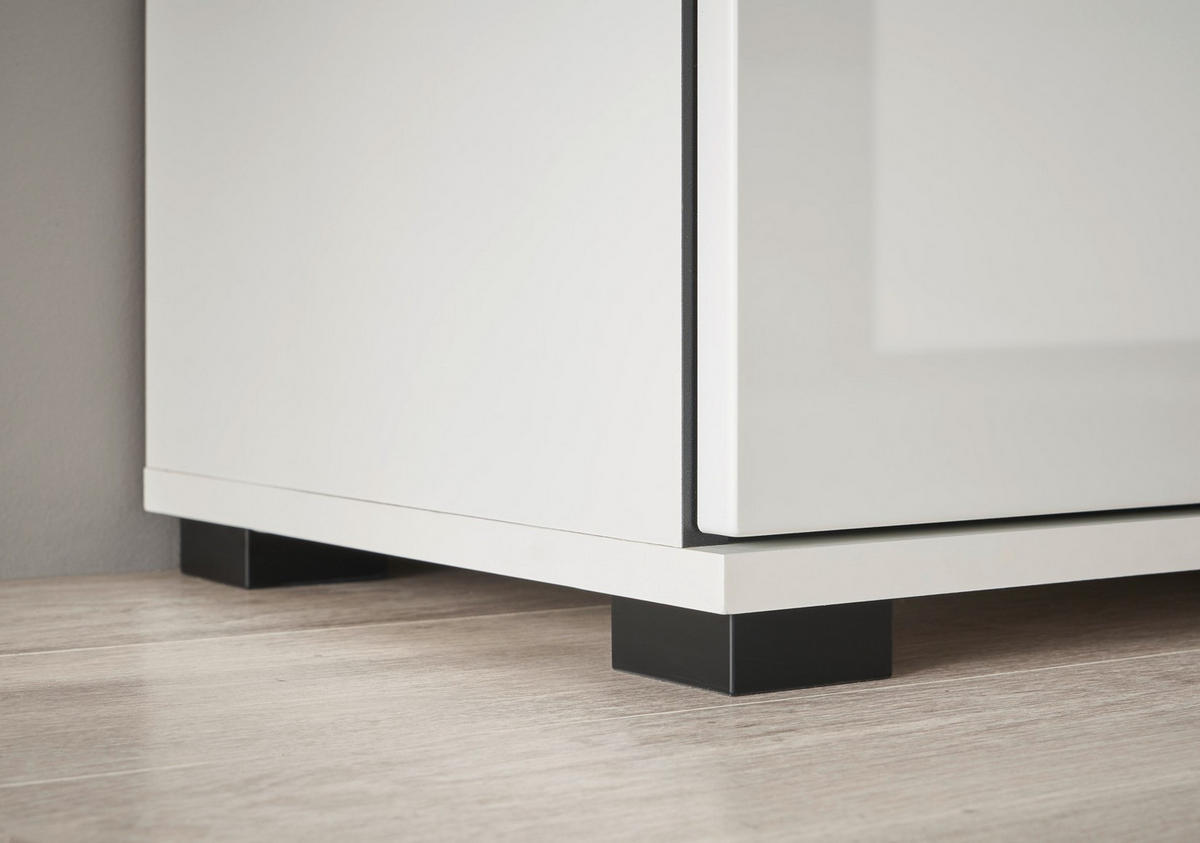 SIDEBOARD  150/86/42 cm 4 Schublade(n)  - Weiß Hochglanz/Schwarz, Design, Glas/Holzwerkstoff (150/86/42cm) - Livetastic
