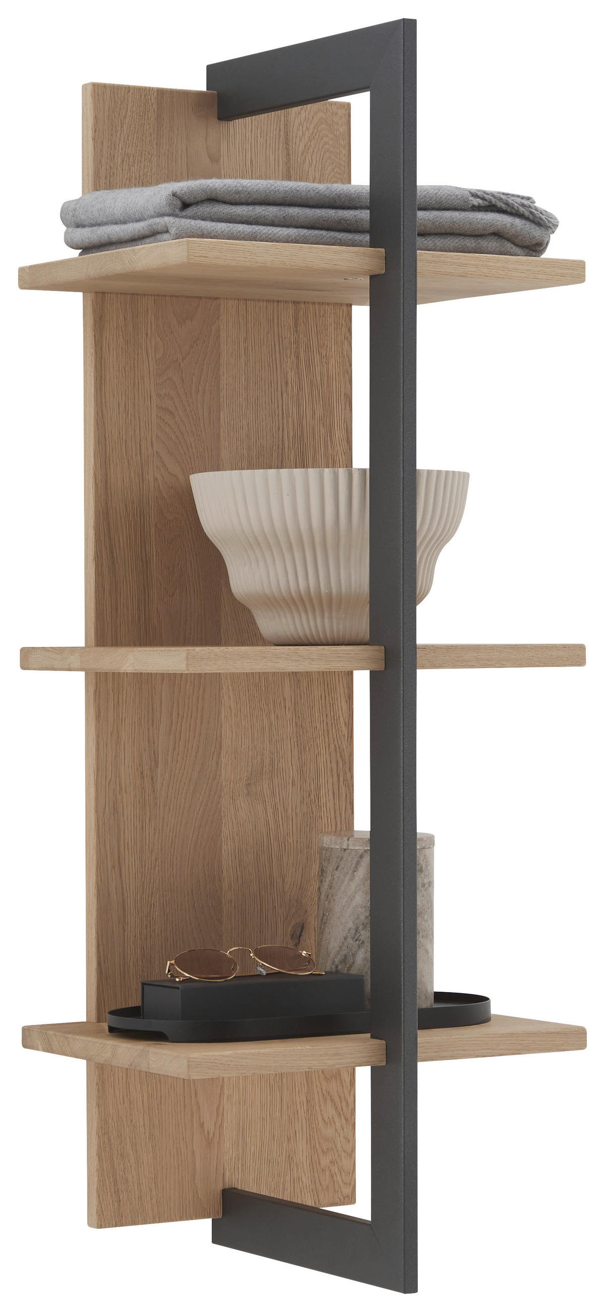 WANDREGAL 38,4/115,2/33 cm  - Eichefarben/Graphitfarben, Natur, Holz (38,4/115,2/33cm) - Valdera