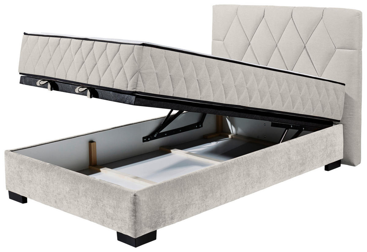 BOXBETT 120/200 cm  in Beige  - Beige/Schwarz, Modern, Holzwerkstoff/Kunststoff (120/200cm) - MID.YOU