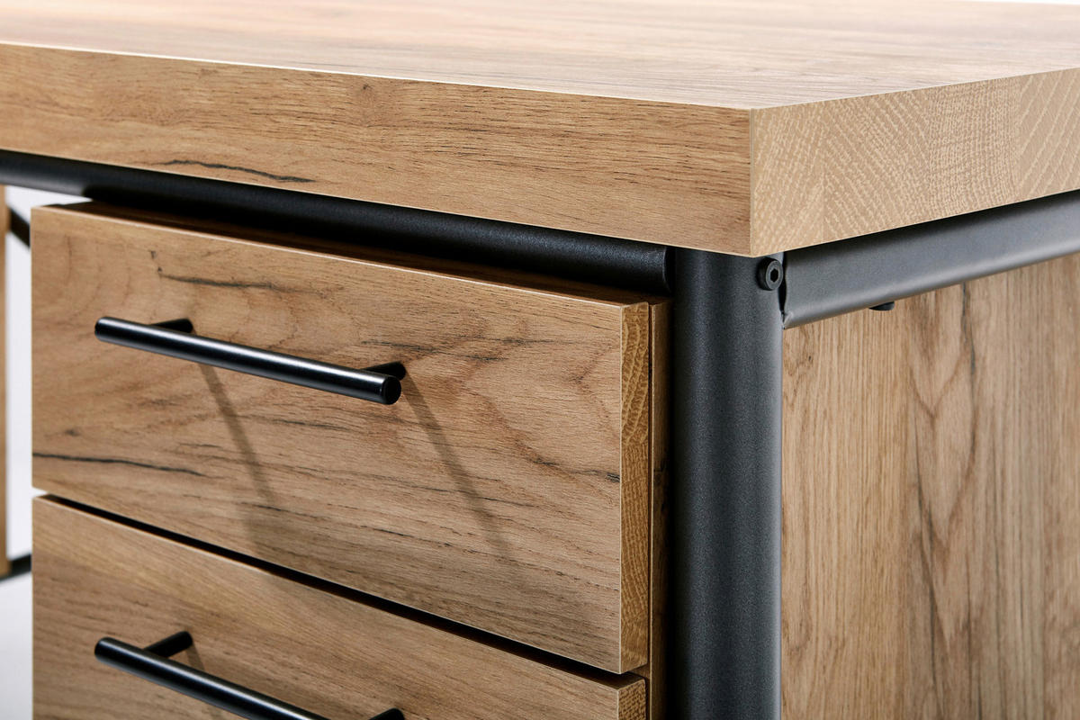 SCHREIBTISCH 150/60/75,5 cm  in Anthrazit, Eichefarben  - Eichefarben/Anthrazit, Konventionell, Holzwerkstoff/Metall (150/60/75,5cm) - Livetastic