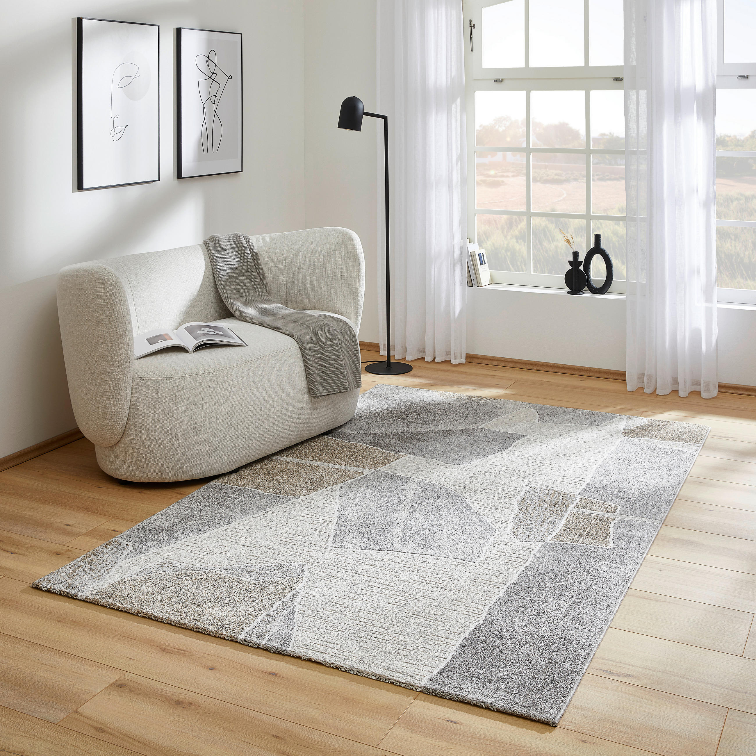 WEBTEPPICH 160/230 cm Valentino Grau, Weiß, Goldfarben  - Goldfarben/Weiß, Design, Kunststoff/Textil (160/230cm)