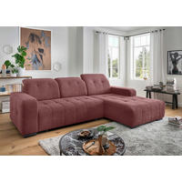 ECKSOFA VICARI Rosa Mikrofaser Kopfteilverstellung, Sitzvorzug  - Schwarz/Rosa, MODERN, Textil/Metall (292/185cm) - Livetastic