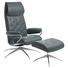 Relaxsesselset Metro M Echtleder Hocker, Relaxfunktion - Edelstahlfarben/Petrol, KONVENTIONELL, Leder/Metall (80/115/74cm) - Stressless