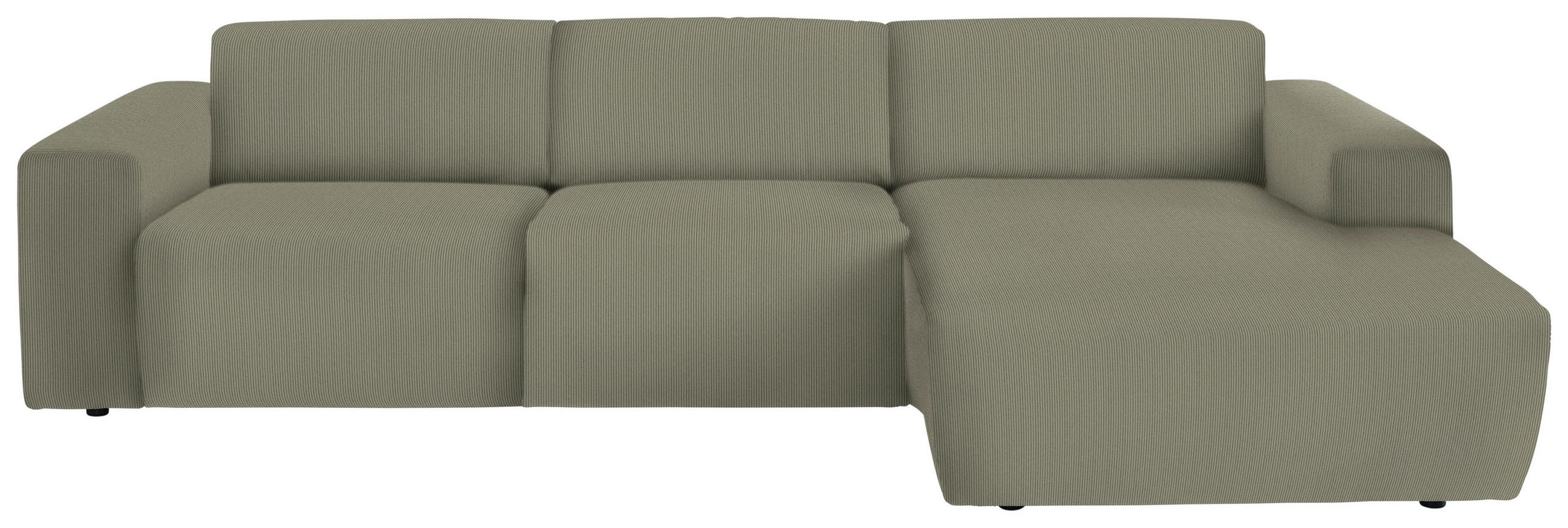 ECKSOFA in Feincord Olivgrün  - Schwarz/Olivgrün, Design, Kunststoff/Textil (301/177cm) - Beldomo Style