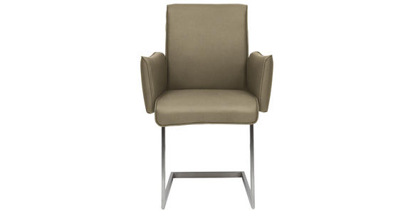 ARMLEHNSTUHL  in Stahl Mikrofaser  - Edelstahlfarben/Grün, Design, Holzwerkstoff/Textil (63/91/60cm) - Dieter Knoll