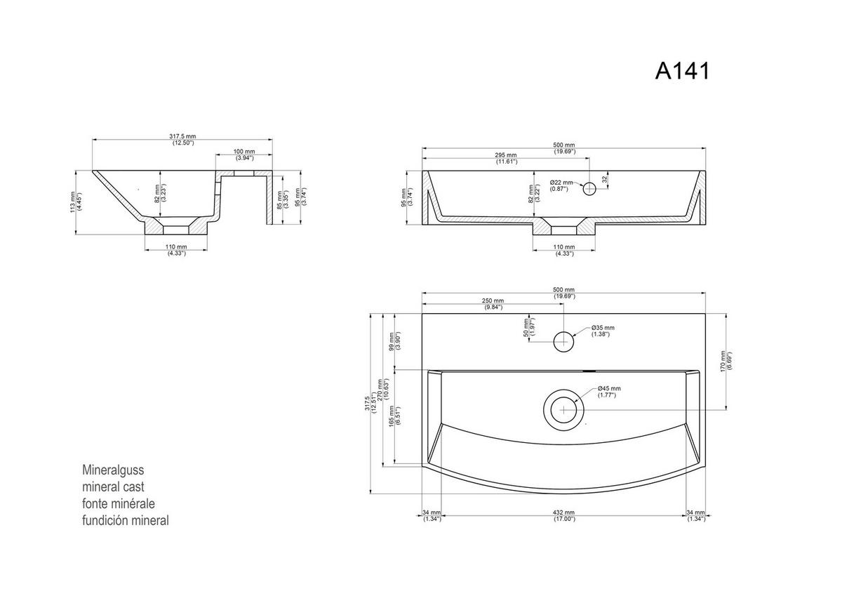 GÄSTEBAD 50 cm  - Eichefarben/Silberfarben, MODERN, Holzwerkstoff/Stein (50cm) - MID.YOU