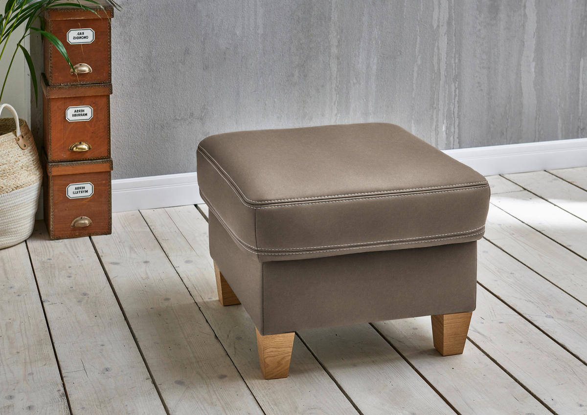 ECKSOFA  in Echtleder Alufarben  274/235 cm  - Eichefarben/Beige, KONVENTIONELL, Leder/Holzwerkstoff (274/235cm) - Beldomo Premium