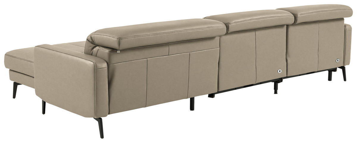 ECKSOFA  Echtleder Kaschmir  - Kaschmir/Schwarz, Design, Leder/Metall (323/179cm) - Dieter Knoll