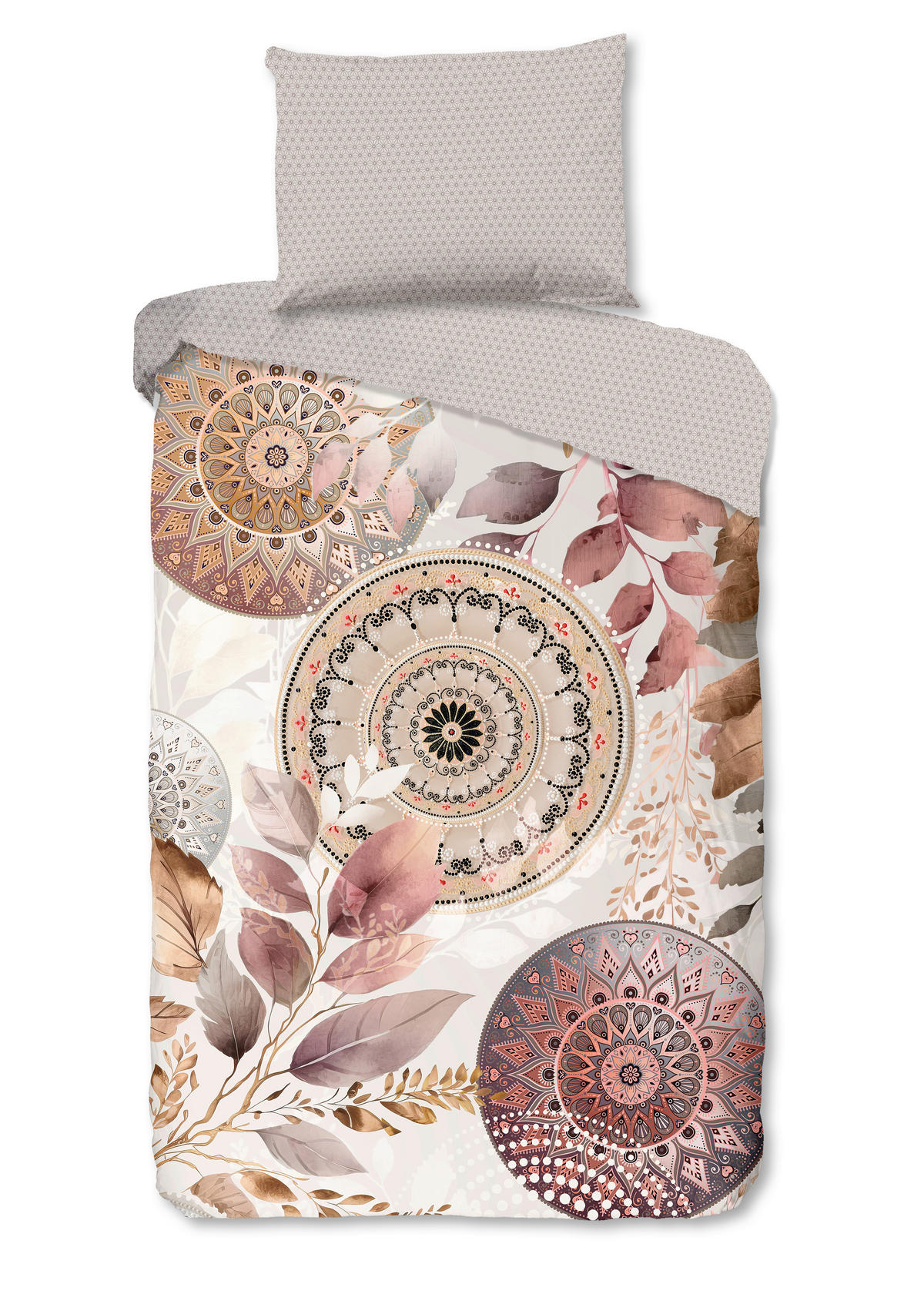 BETTWÄSCHE HIP Satin 140/200 cm  - Graubraun/Hellgrau, Design, Textil (140/200cm)