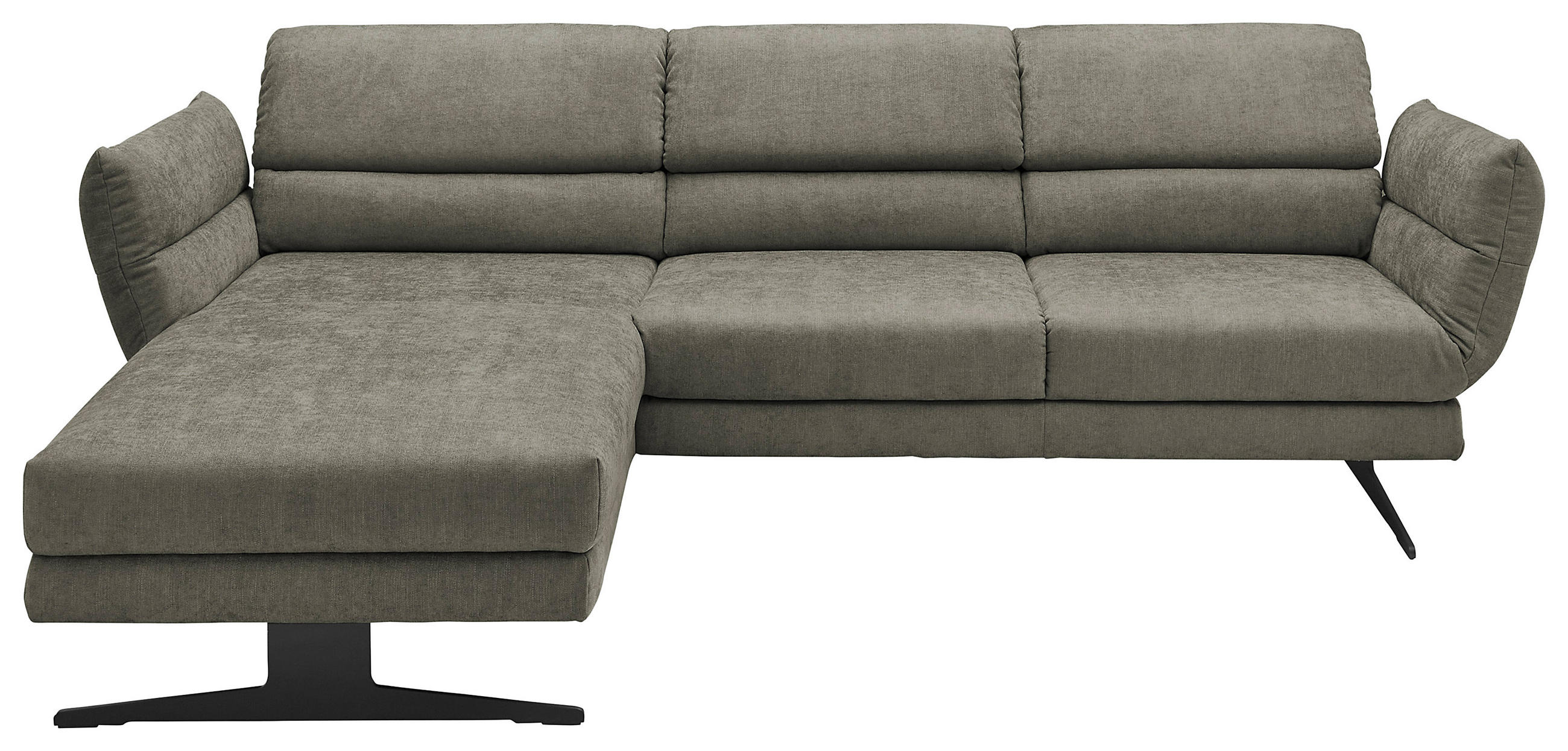 ECKSOFA in Flachgewebe Grün  - Schwarz/Grün, Design, Textil/Metall (176-217/279-327cm) - Dieter Knoll