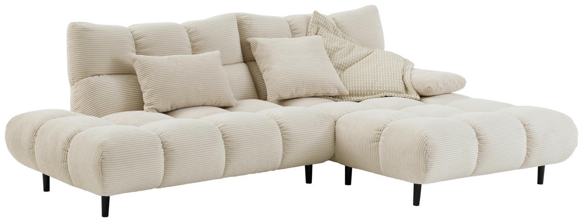 ECKSOFA Naturfarben Cord  - Schwarz/Naturfarben, Design, Holz/Textil (178/255cm) - Pure Home Lifestyle