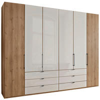 FALTTÜRENSCHRANK 300/216/58 cm 4-türig Champagner, Eiche Bianco  - Schieferfarben/Eiche Bianco, KONVENTIONELL, Glas/Holzwerkstoff (300/216/58cm) - Dieter Knoll