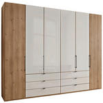 FALTTÜRENSCHRANK 300/216/58 cm 4-türig Champagner, Eiche Bianco  - Schieferfarben/Eiche Bianco, KONVENTIONELL, Glas/Holzwerkstoff (300/216/58cm) - Dieter Knoll