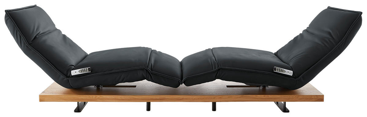2-SITZER-SOFA in Leder Grau  - Eichefarben/Schwarz, Natur, Leder/Holz (240/63/115cm) - Koinor