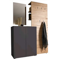 GARDEROBE 3-teilig  in 135/190/39 cm  - Eichefarben/Anthrazit, Design, Holzwerkstoff (135/190/39cm) - Carryhome