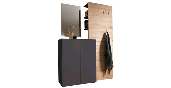 GARDEROBE 3-teilig  in 135/190/39 cm  - Eichefarben/Anthrazit, Design, Holzwerkstoff (135/190/39cm) - Carryhome