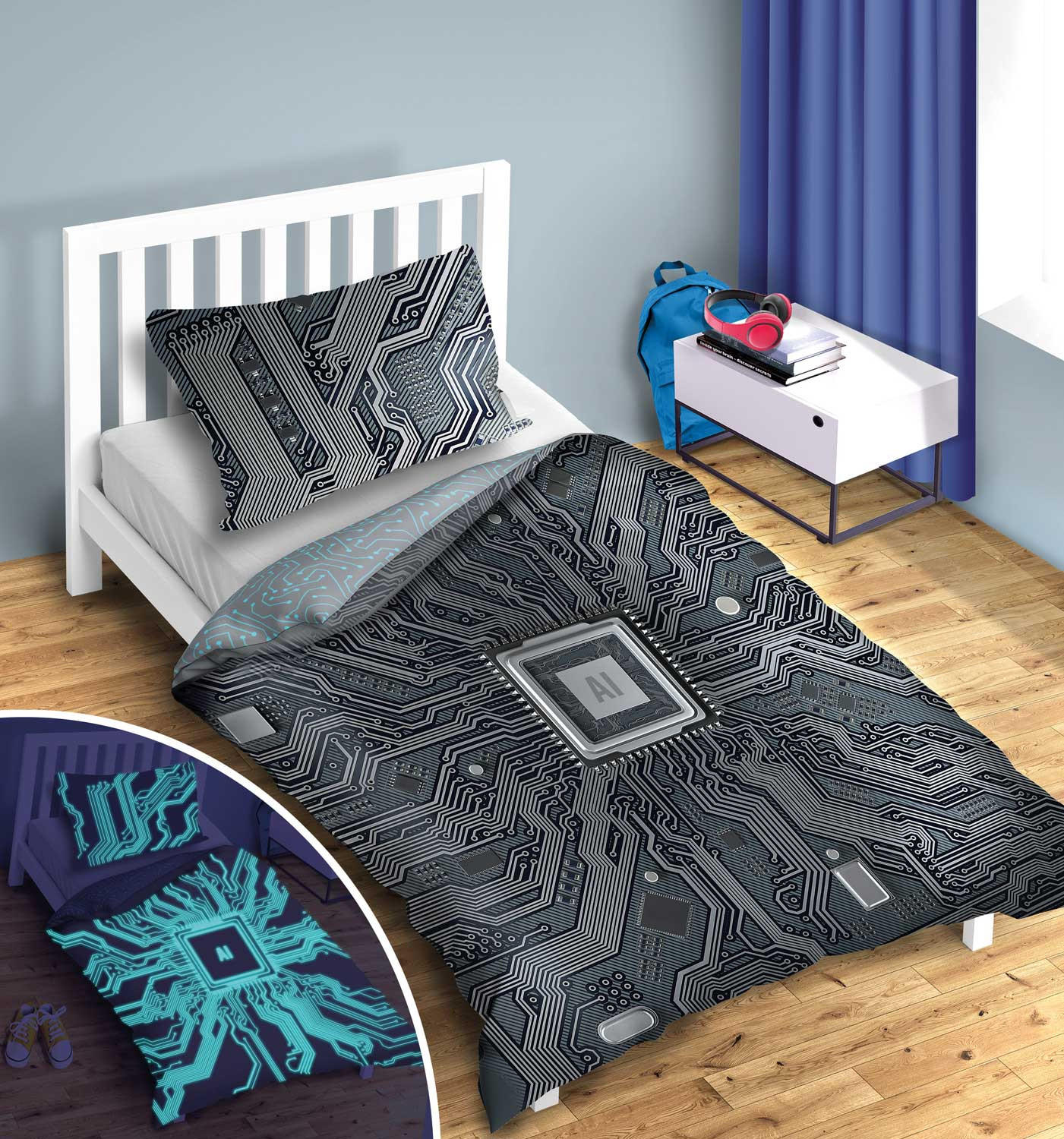 DEČJA POSTELJINA 140/200 cm renforcé tkanina crna  - crna, Konvencionalno, tekstil (140/200cm)