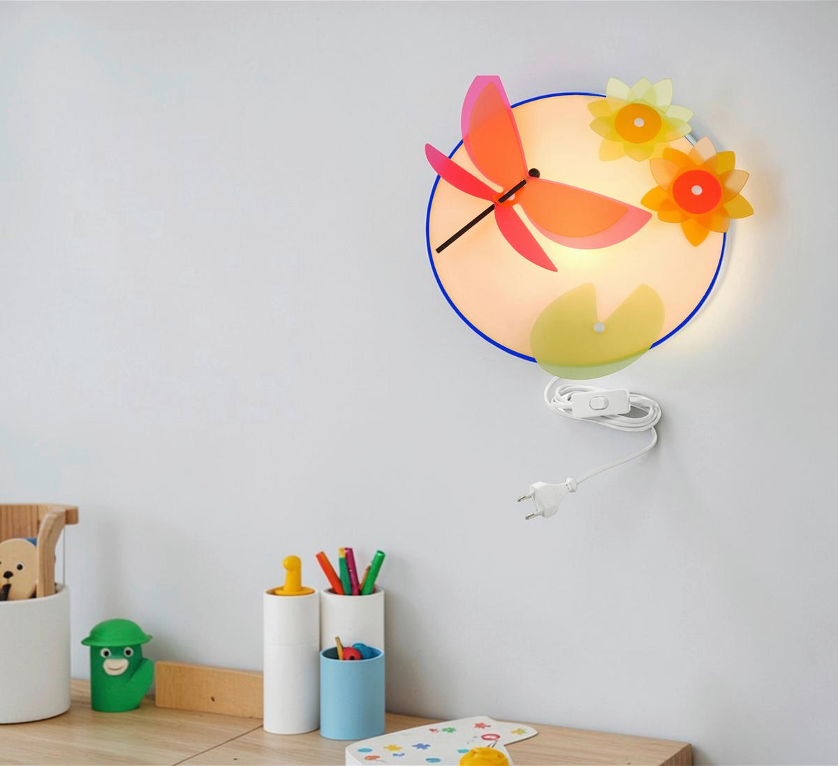 KINDERWANDLEUCHTE Libelle 25/25/8 cm  - Gelb/Multicolor, Trend, Kunststoff (25/25/8cm) - Niermann