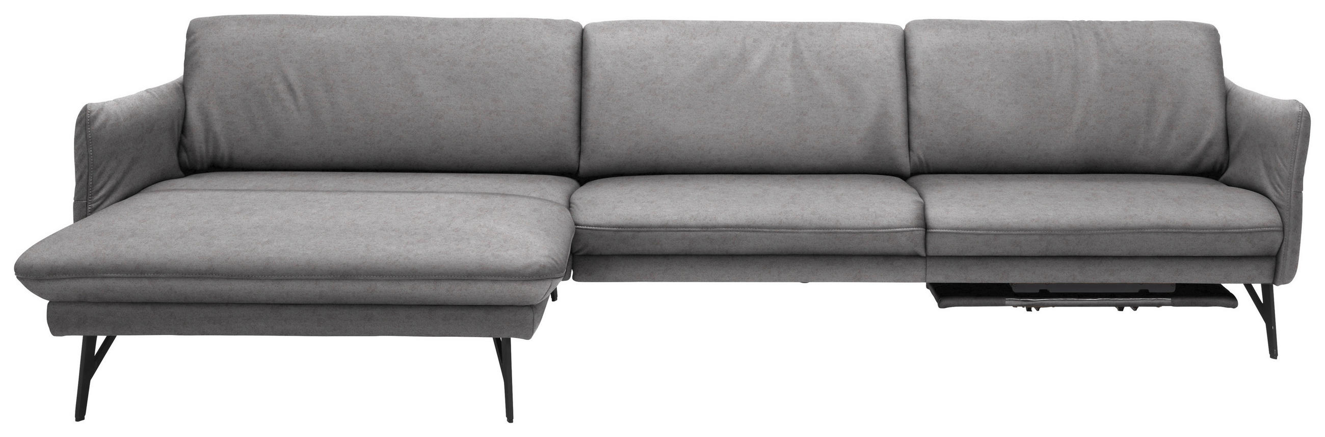 ECKSOFA Grau Echtleder Armteilverstellung, Sitztiefenverstellung  - Anthrazit/Grau, Design, Leder/Metall (174/330cm) - Himolla