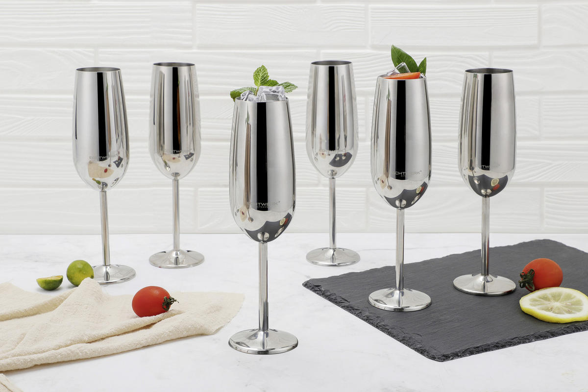 GLÄSERSET  6-teilig  - Silberfarben, Trend, Metall (22,5cm) - Echtwerk