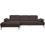 ECKSOFA in Flachgewebe Dunkelbraun  - Dunkelbraun/Schwarz, Natur, Holz/Textil (176/314cm) - Valnatura