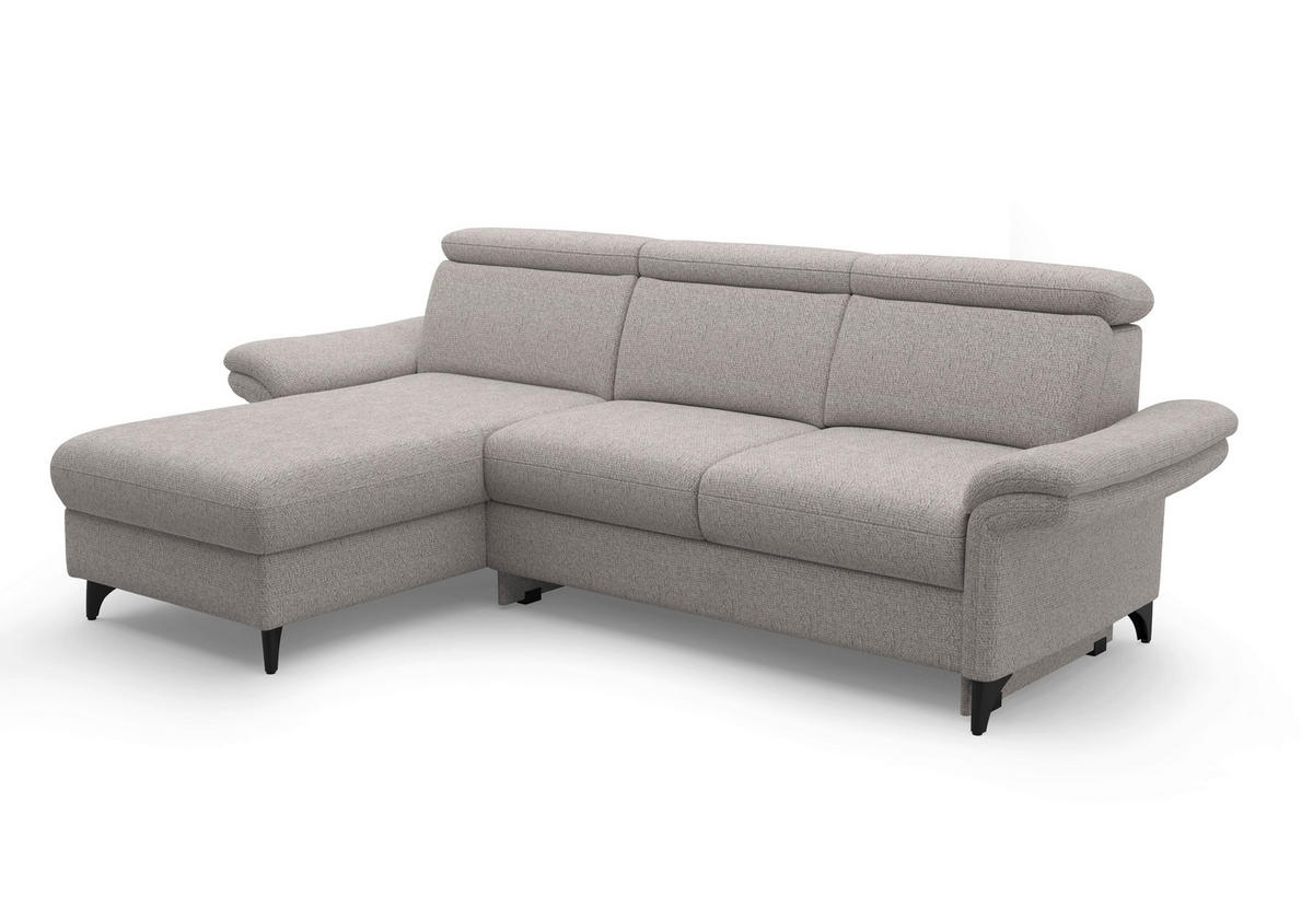 ECKSOFA GLENDALE E Silberfarben Chenille  - Silberfarben/Schwarz, KONVENTIONELL, Textil/Metall (166/253cm) - Sit & More