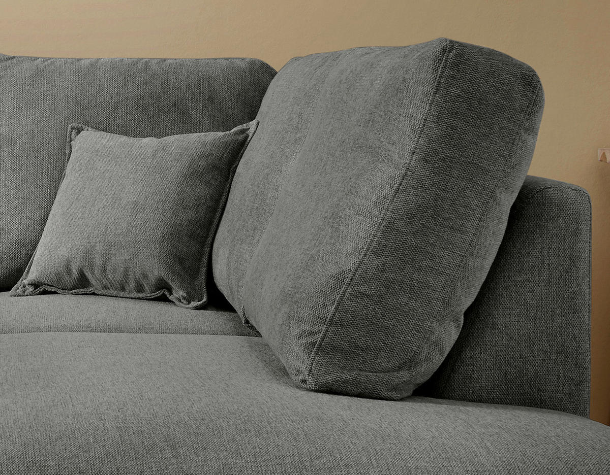 ECKSOFA in Struktur Anthrazit  - Anthrazit/Naturfarben, Konventionell, Holz/Textil (230/200cm) - P & B