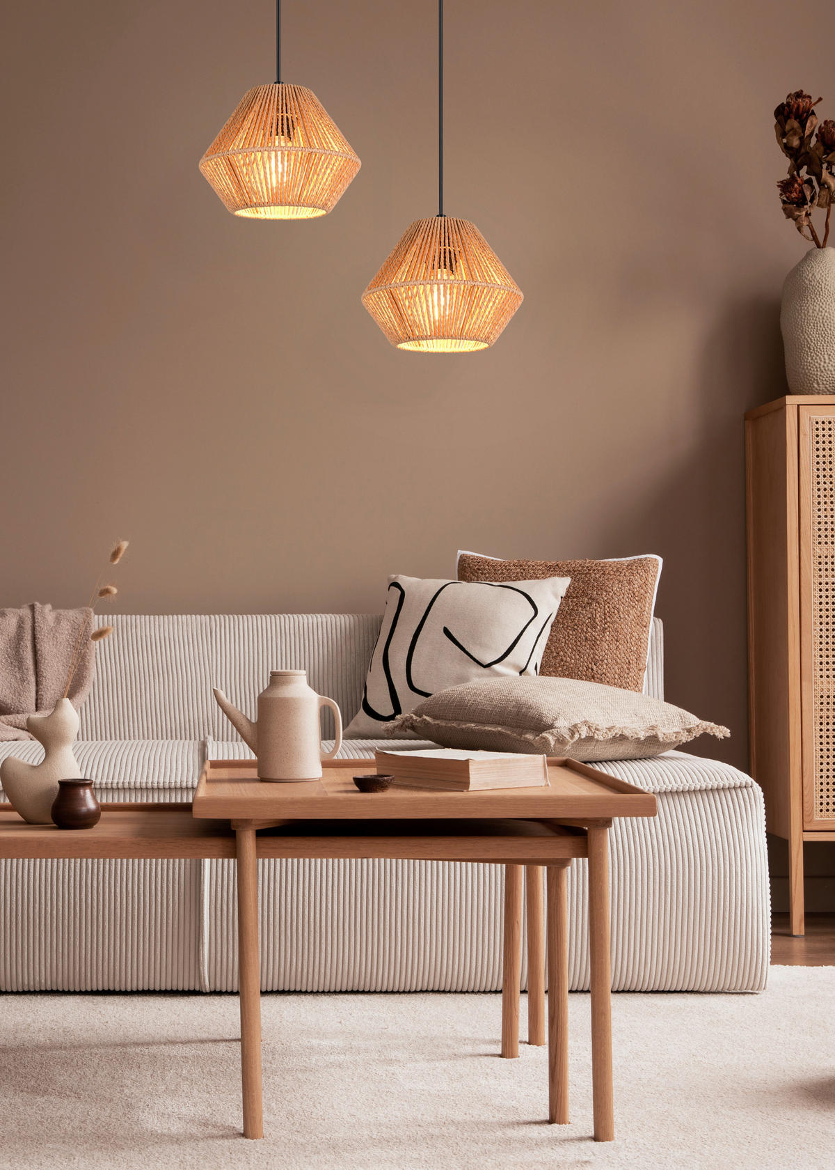 Pendul 20/150 cm    - maro/negru, Basics, materiale naturale/metal (20/150cm)