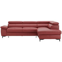 ECKSOFA in Echtleder Bordeaux  - Bordeaux/Schwarz, Design, Leder/Metall (268/213cm) - Stylife