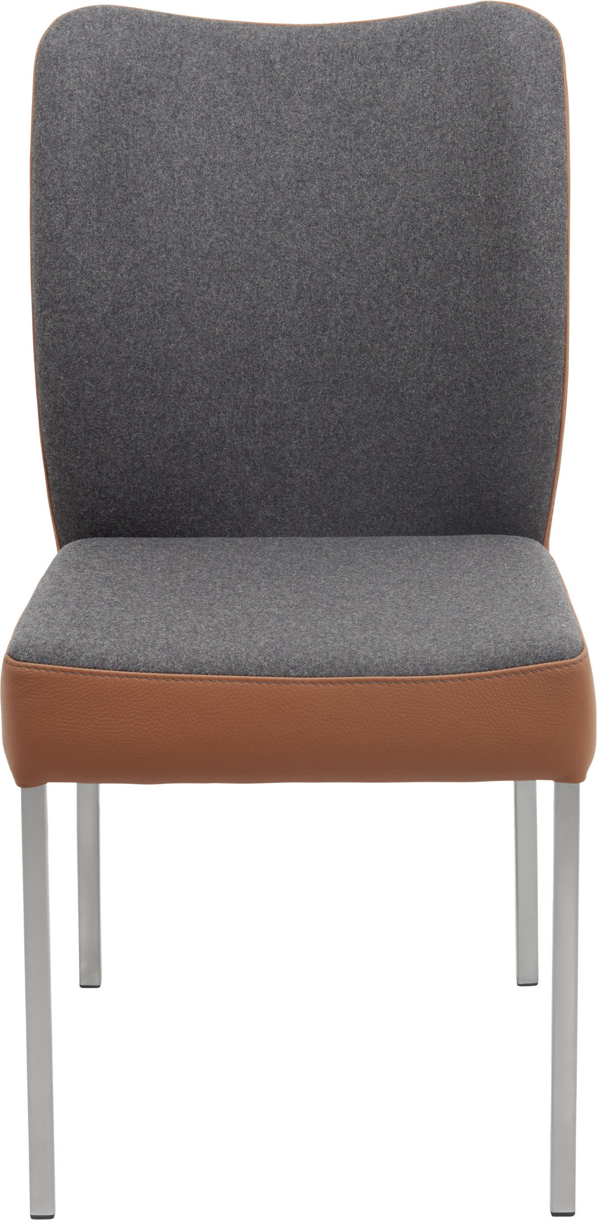 STUHL  in Edelstahl Filz Echtleder pigmentiert Leder, Textil, Metall  - Edelstahlfarben/Dunkelgrau, Design, Leder/Textil (46/89/63cm) - Bert Plantagie