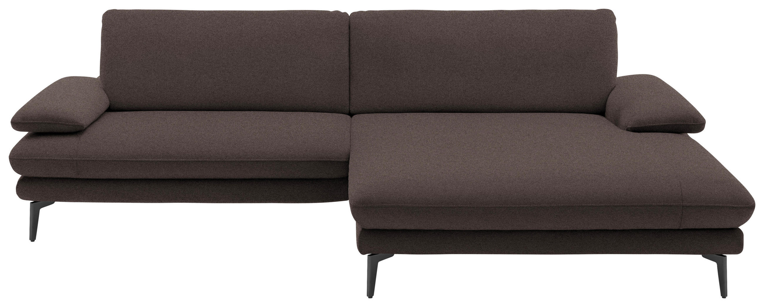 ECKSOFA in Webstoff Dunkelbraun  - Dunkelbraun/Schwarz, Design, Textil/Metall (284/184cm) - Dieter Knoll