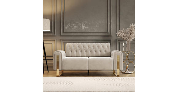 2-SITZER-SOFA Velours Beige  - Beige/Goldfarben, KONVENTIONELL, Textil/Metall (194/90/97cm) - Carryhome