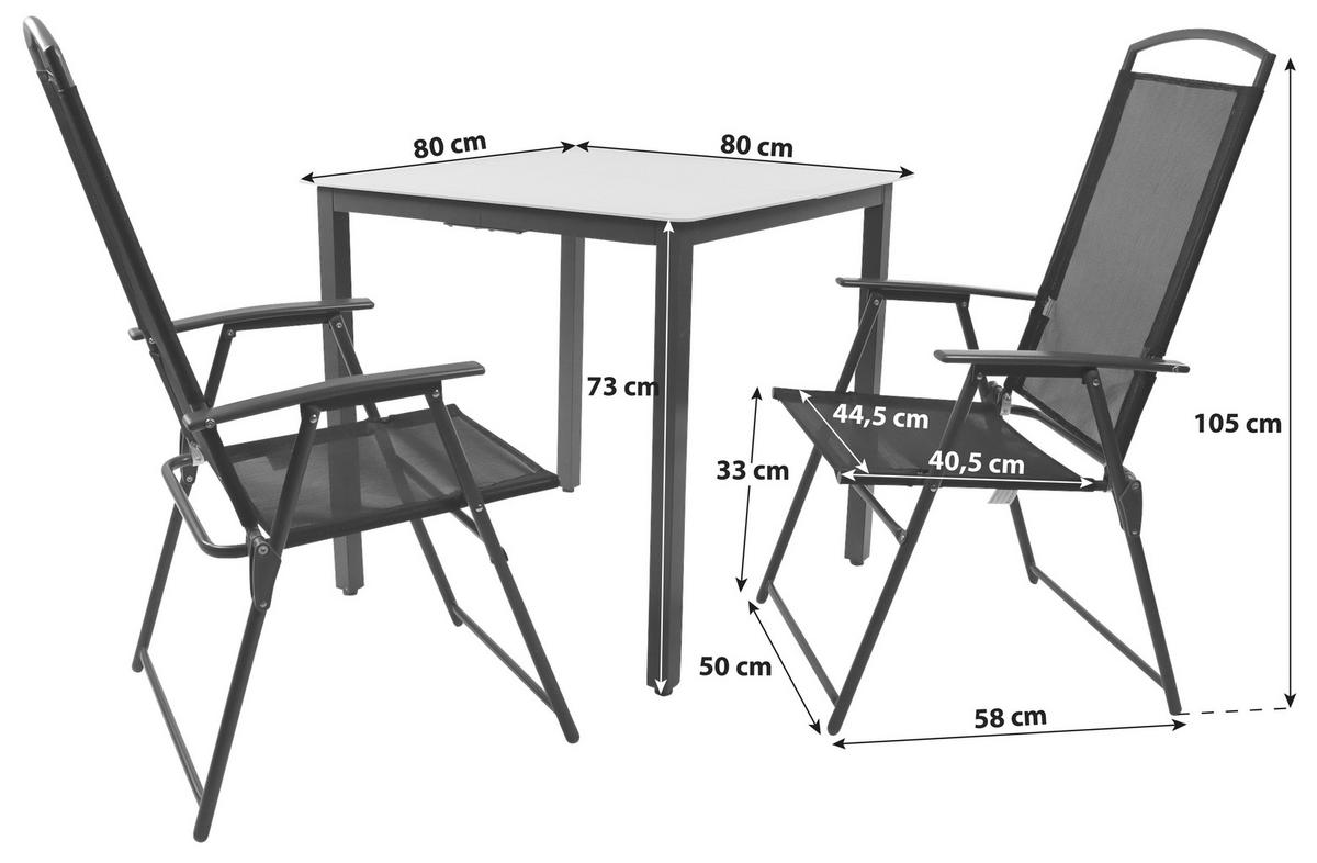 Set Masă Și Scaune Grădină  - antracit, Basics, sticlă/metal - Gardenson
