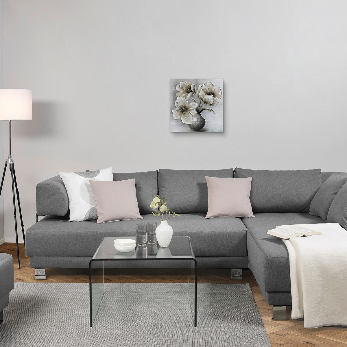 ULJENA SLIKA  55/55 cm       - tamno smeđa/siva, Konvencionalno, drvo/tekstil (55/55cm) - Monee
