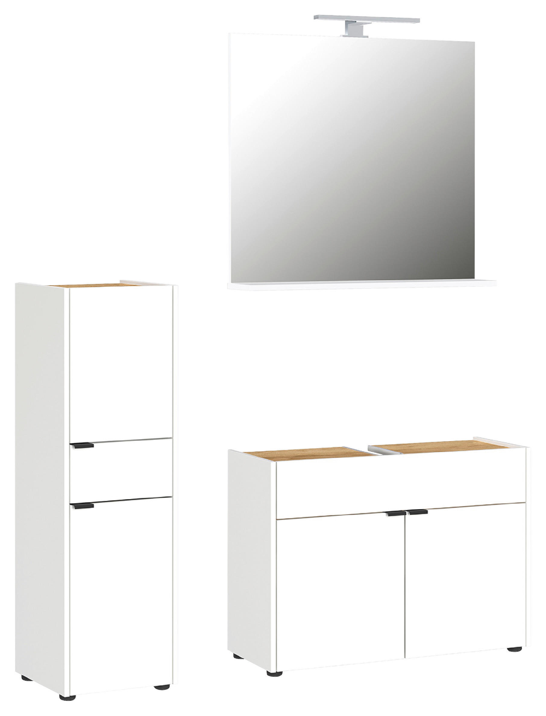 BADEZIMMER 3-teilig  in 129 cm  - Eichefarben/Schwarz, MODERN, Holzwerkstoff/Kunststoff (129cm) - Germania