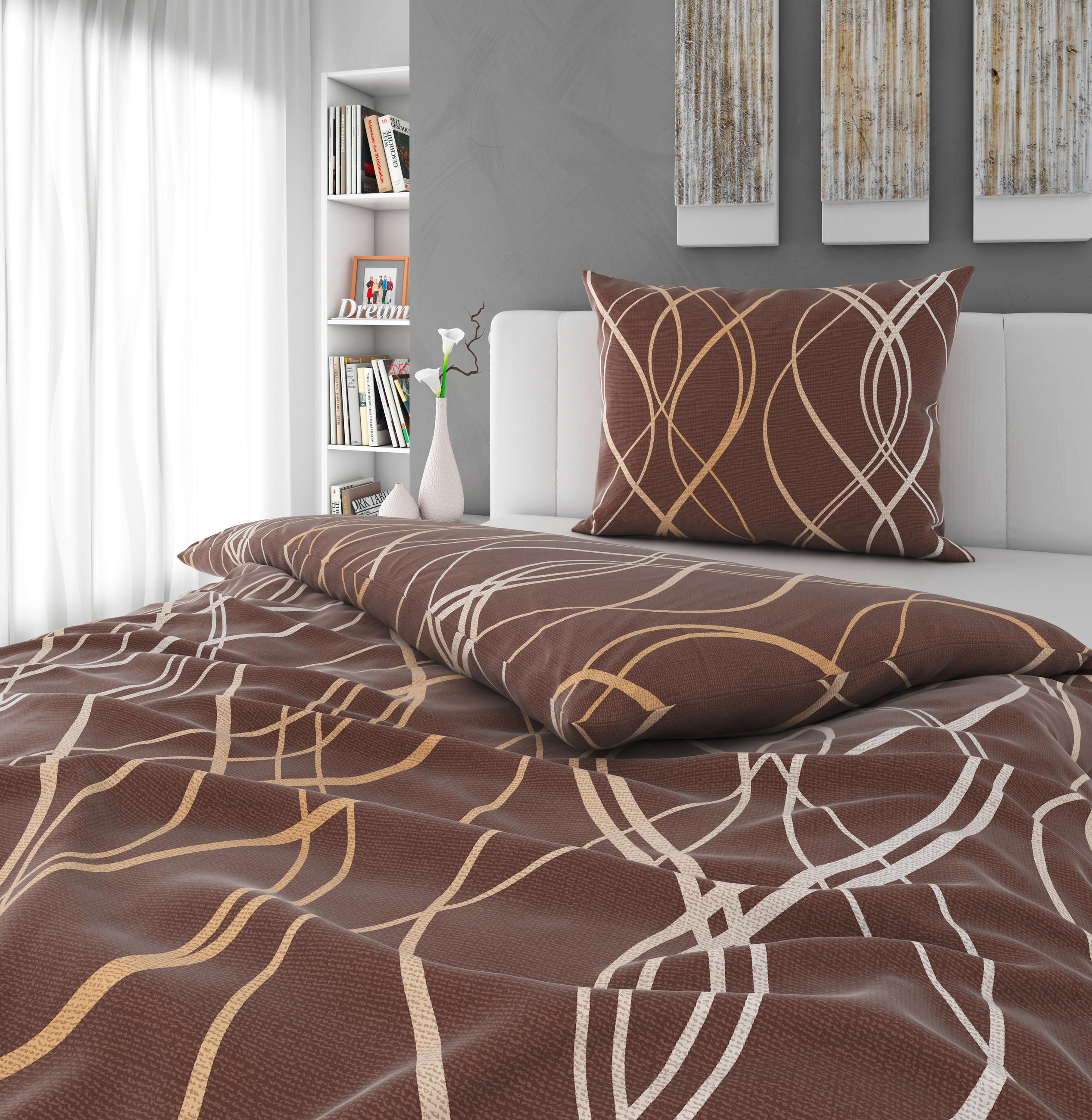 ÁGYNEMŰHUZAT-GARNITÚRA 140/200 cm  - taupe, Konventionell, textil (140/200cm) - Esposa