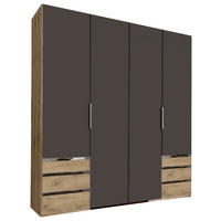 DREHTÜRENSCHRANK in Graphitfarben, Eichefarben  - Chromfarben/Eichefarben, Modern, Holzwerkstoff/Kunststoff (200/216/58cm) - MID.YOU