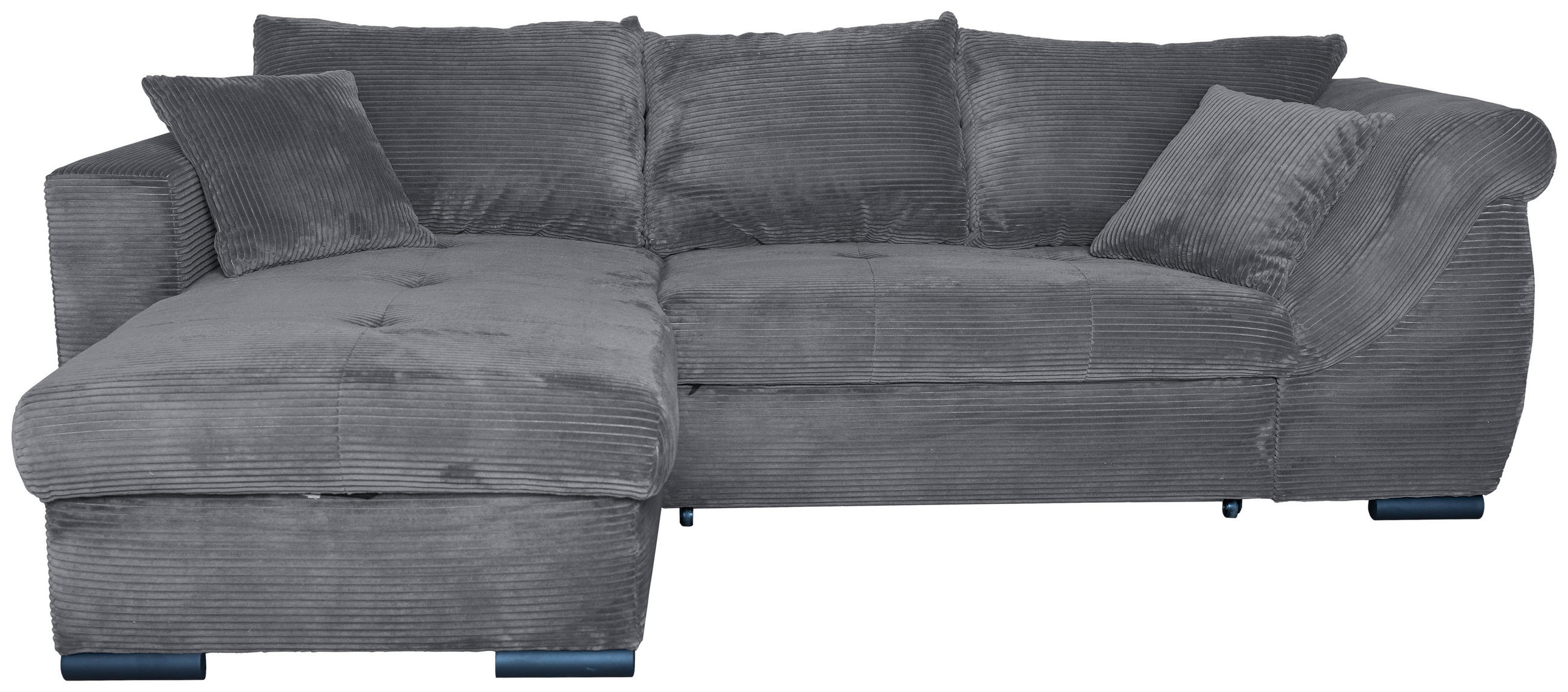 ECKSOFA Dunkelgrau Cord  - Dunkelgrau/Schwarz, KONVENTIONELL, Textil/Metall (168/258cm) - Carryhome