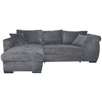 ECKSOFA Dunkelgrau Cord  - Dunkelgrau/Schwarz, KONVENTIONELL, Textil/Metall (168/258cm) - Carryhome