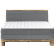 BOXSPRINGBETT 140/200 cm,  in Dunkelgrau, gepolstertes Kopfteil, Topper, Matratzen, H3 + H3 = fest  - Eichefarben/Dunkelgrau, Natur, Holz/Textil (140/200cm) - Valnatura