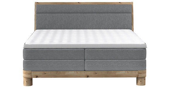 BOXSPRINGBETT 140/200 cm,  in Dunkelgrau, gepolstertes Kopfteil, Topper, Matratzen, H3 + H3 = fest  - Eichefarben/Dunkelgrau, Natur, Holz/Textil (140/200cm) - Valnatura