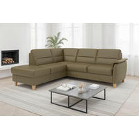 ECKSOFA PALMERA E in Echtleder Olivgrün  212/236 cm  - Eichefarben/Olivgrün, Basics, Leder/Holz (212/236cm) - Sit & More
