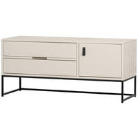 LOWBOARD Silas  in 120/55/44 cm  - Hellgrau/Schwarz, Design, Leder/Holz (120/55/44cm) - Livetastic