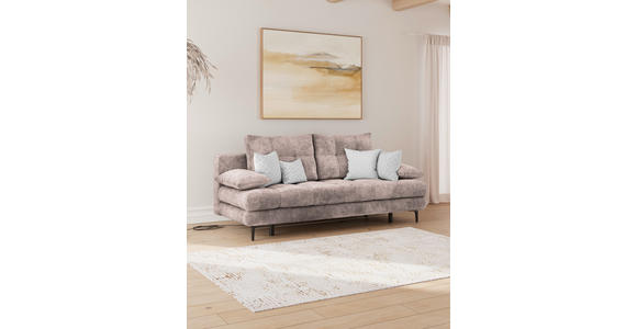 SCHLAFSOFA  mit Liegefunktion, Schlafen auf Sitzhöhe, Rücken echt Chenille Rosa  - Schwarz/Rosa, KONVENTIONELL, Textil/Metall (203/94/96cm) - Carryhome
