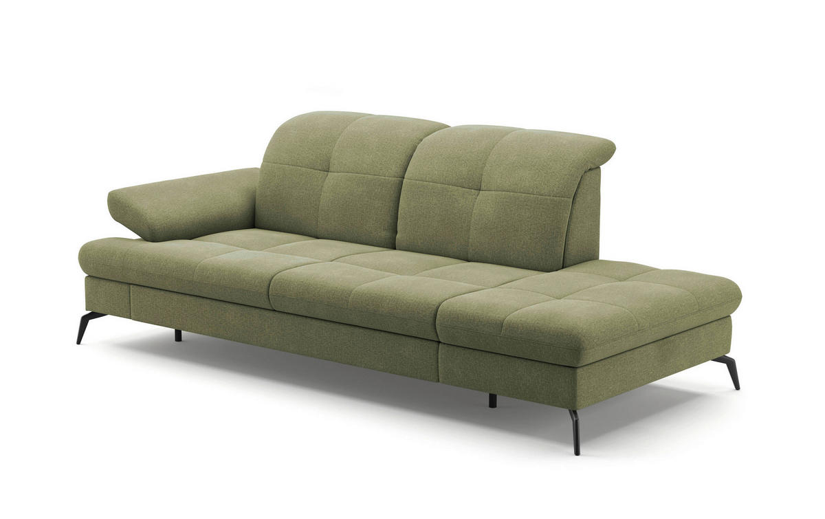 RÉCAMIERE Hellgrün Flachgewebe  - Schwarz/Hellgrün, KONVENTIONELL, Textil/Metall (231/90/122cm) - Sit & More